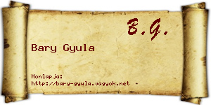Bary Gyula névjegykártya